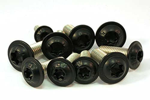 Screws4Bikes | 25x M6x16 | Linsenkopfschrauben mit Flansch | schwarz matt | Edelstahl V2A | ISO 7380-2 mit Innensechsrund/Torx