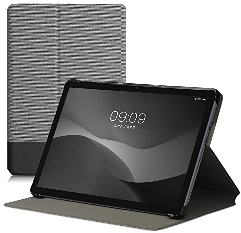 kwmobile Carcasa Compatible con Huawei MatePad SE (2022) - Funda de Tela para Tablet con Soporte en Gris/Negro