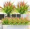 Dremisland Lot de 6 Plantes Artificielles 40cm Herbes Artificielles Interieur Extérieur Résistantes Aux UV Faux Gazon pour Maison Fenêtre Jardin Terrasse Jardin Suspendu Porche Avant