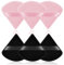AUAUY 6 PCS Dreieck Makeup Puderquaste, Gesicht Schwämmchen Powder Puff, Waschbar Wiederverwendbar Makeup Sponge, Nass Trocken Make up Werkzeug für Loses Puder oder Foundation Rouge (3 Schwarz+3 Rosa)