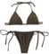 LUNNTE Damen Bikini Set Sexy Tanga String Bikini Badeanzüg Zweiteiliger Triangel mit Ring Badebekleidun Verstellbare Bademode Unterteil Seitlicher Schnürung (Braun, S)