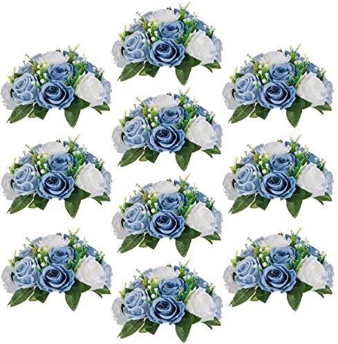 Sziqiqi Blaue Blumen, künstlich für Dekoration, Seide, Kusskugeln für Hochzeit, Großpackung – künstliche Blumenkugel, Mittelstücke, Dekoration für Tisch-Blumenarrangement