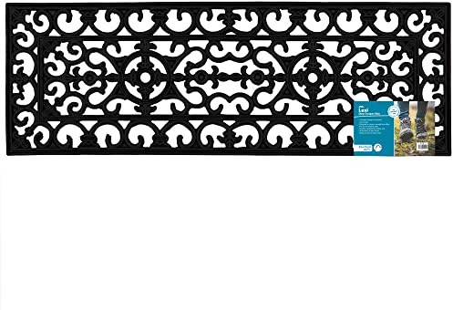 JVL Lexi Wrought Iron Effect Rubber Step Mat, 25x75cm,Black