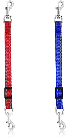 Cobee Hundehalsband Clips, 2pcs Reflektierendes Nylon Welpenhalsband, Ersatzhalsband, Verstellbarer Haustier Geschirrverbinder, doppelseitiger Sicherungsverschluss Clip für Hundewelpen (Blau,Rot)