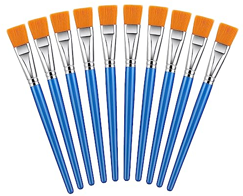 10 Pcs Acrylic Paint Brushes, 1 Inch Nylon Artist Painting Brushes - Large Set for Acrylic, Watercolor, Oil Painting