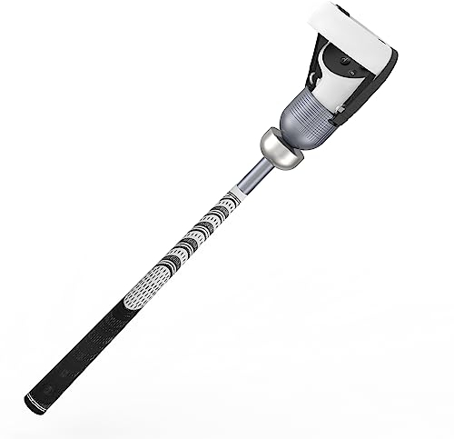 ZHGM Beschwerter VR-Golfschläger-Aufsatz für Meta Quest 2 / Oculus Quest 2, Aluminium-Golfschlägergriff-Zubehör mit realistischem Griff und 2 Riemen, 1:1 geformter Controller-Becher, Grau
