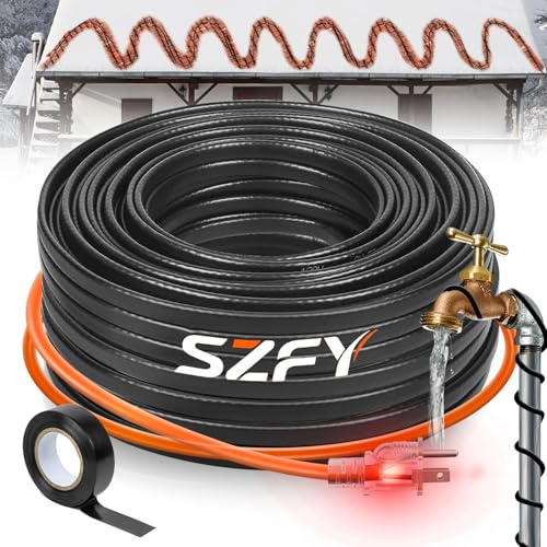 3FT~160FTHeat Tape for Water Pipes, -40°F Deicing Heat Tape,Thermostat Wire,Heating Cable Pipe Heating Cable,Heat Tape with Thermostat,Gutter Heat Cable,Heated hose,Heated Water Hose, 120V 8W/ft (3FT)