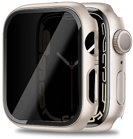 Miimall Coque pour Apple Watch Série SE/SE2/6/5/4 40MM avec Protection d'écran en Verre Trempé Anti-espion, Coque de Protection pour iWatch 40MM -Starlight Argent