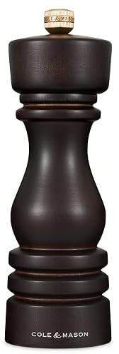 Cole & Mason H233079 London Moulin à poivre en bois de chocolat Precision+ Mécanisme carbone Moulin à poivre avec mouture réglable Bois de hêtre 180 mm