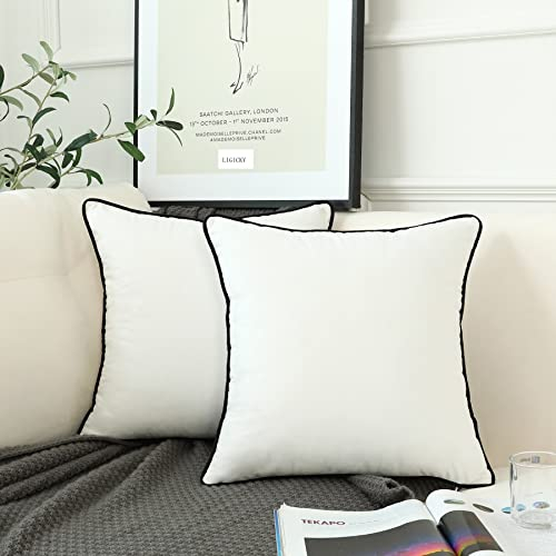 LIGICKY 2er Set Luxus Dekorative Kissenbezug Samt Weich Zierkissenbezüge Einfacher Quadratische Kissenbezüge Deko Kissen Sofakissen für Wohnzimmer Couch Weihnachten Dekor, Weiß 60 x 60 cm