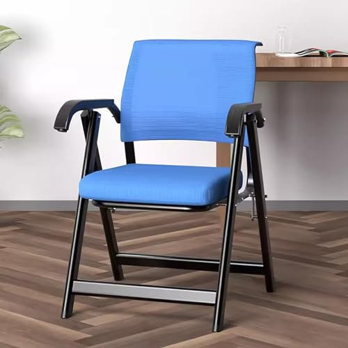 zxhrybh Klappstuhl Konferenzstuhl, Bequemer Klappstuhl Gepolstert, Klappsessel für Das Training im Schlafsaal mit Rückenlehne für Das Personal (Color : Blue)