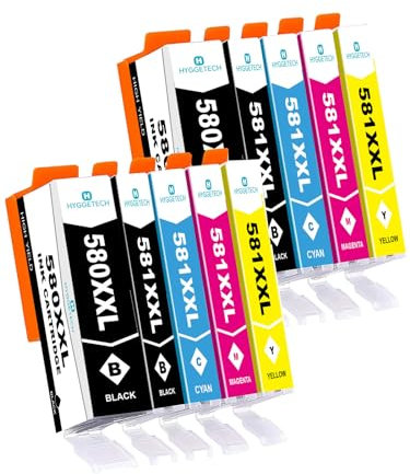 Hyggetech CLI-581 PGI-580 Druckerpatronen als Ersatz für Canon PGI-580 CLI-581 PGI580 CLI581 XXL kompatibel mit Canon Pixma TR8550 TS6150 TS8150 TR7550 TS8250 TS6250 TS9550 TS8151 TS6151 TS8251 TS6251