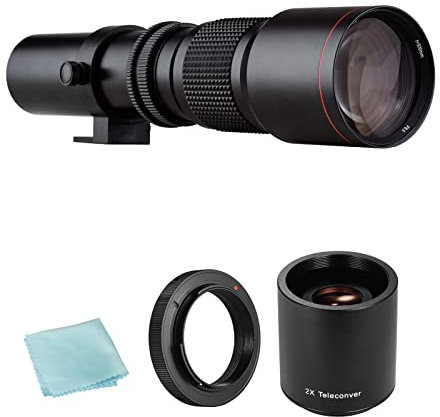 HUIOP Appareil Photo Super téléobjectif 500 mm F/8.0-32 Zoom Manuel T-Mount + 2 téléconvertisseurs 500 mm + Bague d'adaptation T2-AI de Remplacement pour Nikon D850 D810 D800 D750 D700 D610 D300 D310