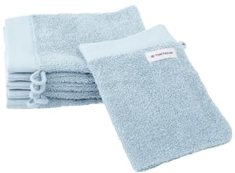 TOM TAILOR Waschhandschuh, 6er Set, 16 x 21 cm, 100% Baumwolle / Frottier, mit Aufhänger und Label mit Logo, COLOR BATH TOWEL Hellblau (Sky Blue)