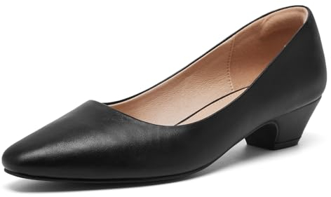 Damen-Pumps, klassisch, mit kleinem Absatz, spitz, bequem, für Damen, Hochzeit, Business, Party, Schwarz , 39 EU