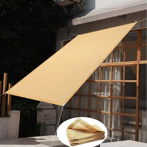 Awnings for Patios 1.8 x 6 m Breathable Pergola Canopy 98% UV Block Breathable Hdpe Awning with Grommets for Outdoors, Garden, Patio, Sand yellow