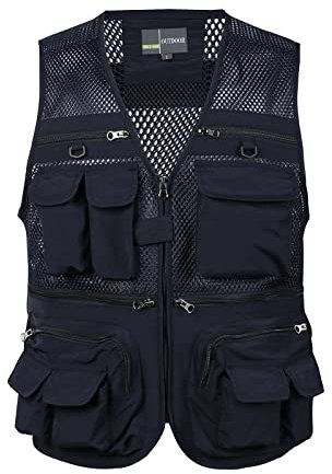 KBOPLEMQ Anglerweste Herren, Weste Herren Sommer Outdoor Schwarz Retro Mesh Weste Arbeit Reise Fotografie Ärmellos Jacke mit Vielen Praktischen Taschen Schnelltrocknend Multifunktions Weste