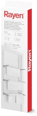 Rayen | Tendedero Plegable para Puertas y Pared, Varillas XXL, 8m de Superficie de Tendido, Multifuncional, Blanco y Gris, 62.5x32.7x124cm
