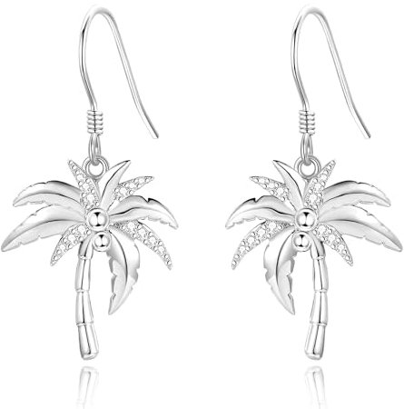 Palme Baum Ohrringe 925 Sterling Silber Kokosnuss Baum Hänger Ohrstecker Strand Tropischen Schmuck Geschenke für Frauen Mädchen Damen