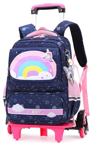 Voici et Voila Trolley Rucksack Schulrucksack mit Rollen Mädchen Schultasche mit Rollen Schulranzen Trolley wasserdichte Mädchen 1-4 Klasse 40x31x20cm