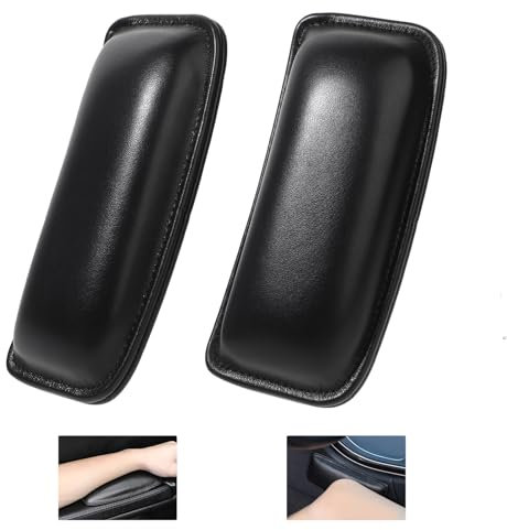 AHQiZFX 2 Stück Auto Kniekissen Leder,Auto Beinpolster,Autotür-Armlehnenkissen,Armlehnenkissen für Auto,Schwarz Auto Kniekissen,Auto Kniepolster Pad,Auto Armlehnen Polster,für Auto Innenraum Konsole