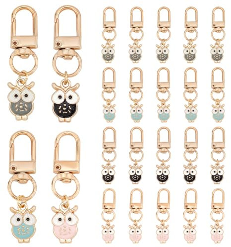 PH PandaHall 20 PCS Halloween Eule Schlüsselanhänger 20 Styles Niedliche Mini Schlüsselanhänger Set Legierung Emaille Auto Schlüsselanhänger für Geschenk Geldbörse Handtasche Brieftasche Rucksack