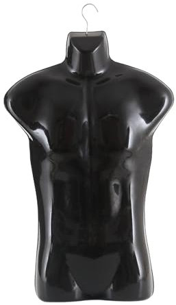 Perfeclan Männliche Schaufensterpuppe Kleiderbügel Ständer Torso Schneiderpuppe für Einzelhandel Shows Shop Malls Fenster, Schwarz