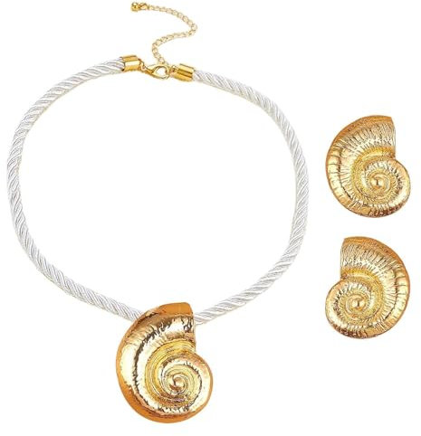 1 Paar Muschel-Ohrringe, 1 Muschel-Halskette, Schmuck Im Bohème-Stil, Muschel-Halskette Aus Legierung, Strukturierte Ohrringe Im Ozean-Stil, Strandurlaub-Schmuck