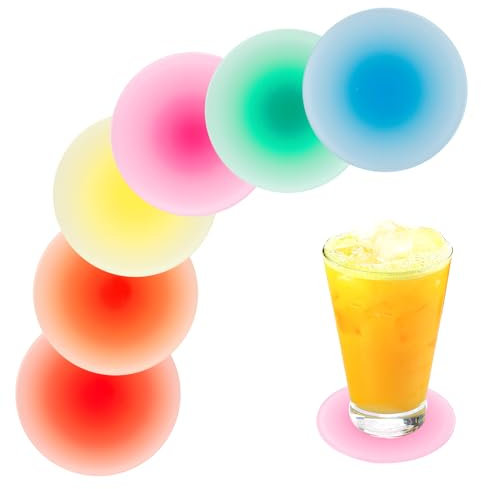 6pcs Dessous de Verre Colorés en Acrylique, Dessous de Verre Ronds Mignons Dessous de Verre Colorés Dessous de Verre Résistants à la Chaleur pour Décoration de la Maison