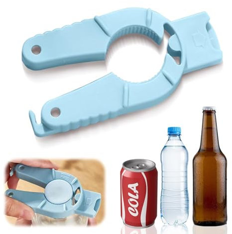 Plastic Bottle Cap and Jar Opener, 2024 Upgraded Arthritis Aid Tool, Easy Ring Pull Can Opener, Suitable for Weak Hands, Seniors, Rheumatoid Arthritis, Ergonomic Lid Seal Opener (Blue 1PCS)