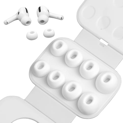 Ersatz Ohrstöpsel für AirPods Pro und Pro 2, Silikon-Ohrstöpselspitzen, mit Geräuschreduzierungsloch, Silikontips Ersatzstöpsel, Ear Tips, Aufsätze Original, Gummi Aufsätze [XS/S/M/L, 4 Paare]