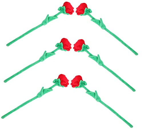Alipis 6piezas Ramo De Flores De Rosa De Peluche Decorativas para Bodas y Decoración del Hogar Adornos Realistas para Interiores y Exteriores Vibrante