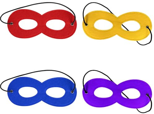 MEISH 4pcs Halloween Costume Eye Mask Felt Eye Mask Superhero Masks Adjustable Half Masks for Masquerade Party (4 Color)