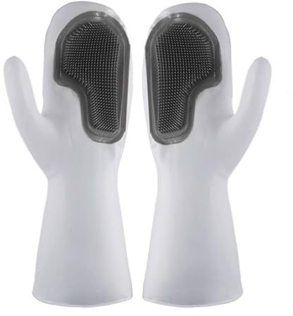 Gants de nettoyage en silicone isolés gants de nettoyage réutilisables gants de lavage de cuisine (Gray)