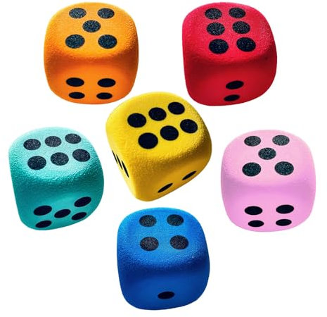 Nybhyjka Dadi Giganti In Schiuma | 6 Dadi Morbidi In Spugna Da 4 Cm Con Bordi Arrotondati - Giocattolo Sicuro per Bambini Dai 3+ Supporto Didattico per Casa Scuola Viaggio e Famiglia