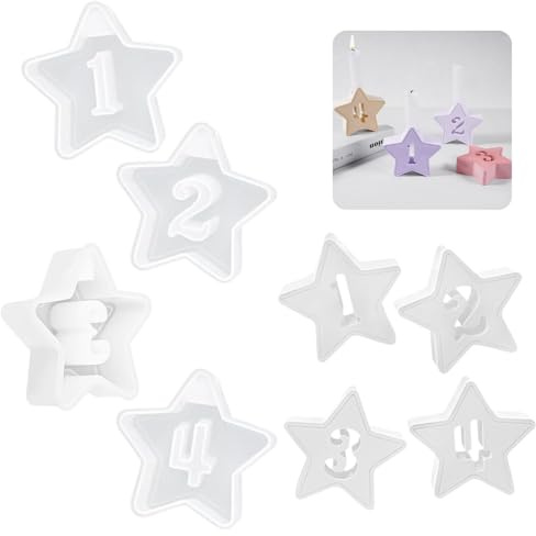 4 Stück Silikonform Adventskranz Gießform Zahlen 1-4 für Kerzenhalter DIY Weihnachtsdekoration 3D Form Backform für Kerzen Tischdeko Weihnachten