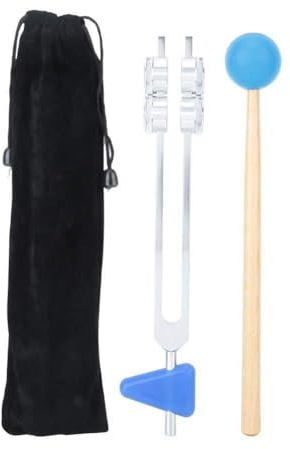 Correa Tuning Fork Set 64Hz Low Frequency Silver & Blue with Hammer Diagnostic Health Care Tool