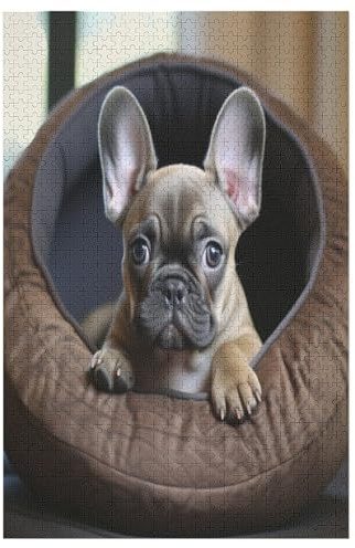 Puzzle Französische Bulldogge, 1000 Puzzleteile Für Kinder, Holzpuzzles, Geeignet Für Erwachsene Lernspiel, 78×53cm