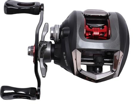 UPALDHOU Rendu à la Baitcasting, Ratio de Vitesse de 6,3: 1 8 Kg Drague à Double Ligne Tasse à Droite Bobine de Pêche avec Un Système de Freinage Double Magnétique pour l'eau Douce et