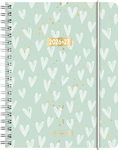 Schülerkalender 2026/2027 Hearts | A6, Kunststoff: 2 Seiten = 1 Woche ; Kalendarium: 18 Monate Juli 2026 bis Dezember 2027