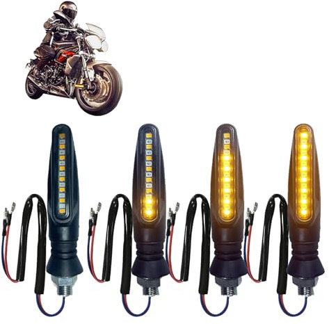 GaxmLou Set med 4 universella LED-blinkers för motorcykel, moped och fyrhjuling, med sekventiell effekt, vattentät och långvarig