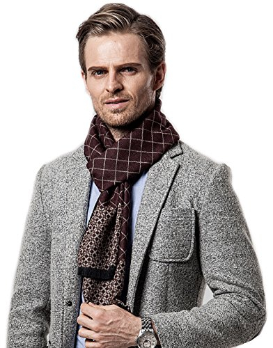 Tuopuda Herren Schal Winter Herren Klassik Super Soft Luxuriös Kaschmir Feel Winter Schal Kariert Freizeit Business Schal Elegant, Kaffee