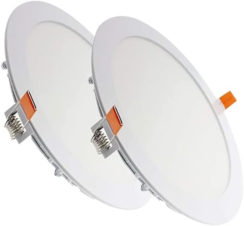 LEDUNI ® Pack de 2 Unidades Downlight Placa Panel LED Redondo 20W Circular 2000LM Color Blanco Frío 6000K Angulo 120 IP40 OPAL Aluminio 225*12Hmm Dimension de corte 205mm