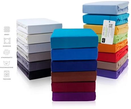 Hometex Premium Textiles Spannbettlaken Spannbetttuch 140-160 x 200 cm, Bettlaken Jersey aus 100% Baumwolle, Matratzen bis 23-25 cm, Oeko-TEX Made IN Green, Aubergine