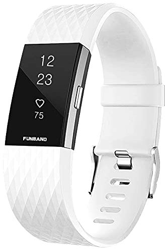 FunBand Bracelet Fitbit Charge 2, Bande en Silicone Souple Sangle de Remplacement Reglables Sport Accessorie pour Montre Connectée Fitbit Charge 2
