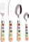 EXZACT Cubiertos de Lunares/Cubertería 16 Piezas en Acero Inoxidable/Polka Dots/Cubiertos con Asas de Color - Cuchillo De Mesa x4, Tenedores x4, Cucharas De Mesa x4, Cucharitas x4