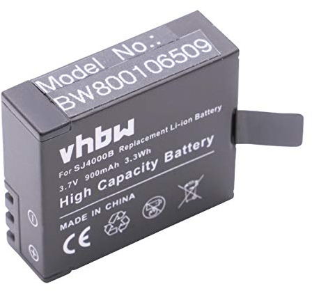 vhbw Batterie Li-ION 900mAh (3.7V) Compatible avec SJCAM Sports Cam A8, Sports Cam W7, Sports Cam W8 caméscope, caméra vidéo, caméra de Sport