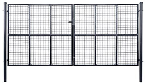vidaXL Gartentor Verzinkter Stahl 400x175cm Doppeltor Gartentür Zauntor Hoftor