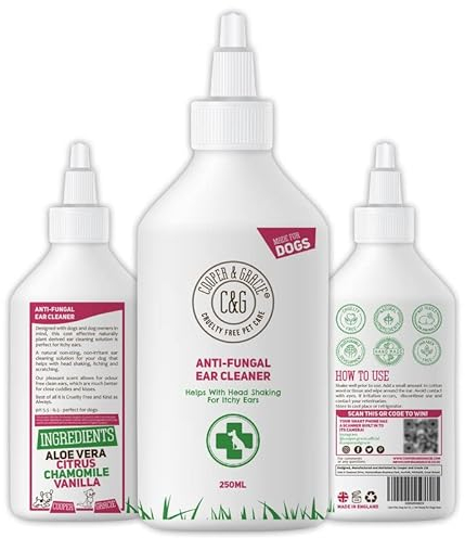 Dog Ear Cleaner Solution 250ML - Alternative to Dog Ear Drops for Infections, Itching & Odor by Cooper and Gracie | Relief from Yeast Infection, Mites, Anti-Viral Protection | Clean Healthy Ears