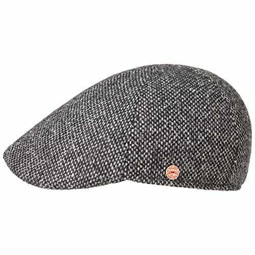 Mayser Classic Tweed Flatcap Schirmmütze Schiebermütze Wollcap (59 cm - schwarz)